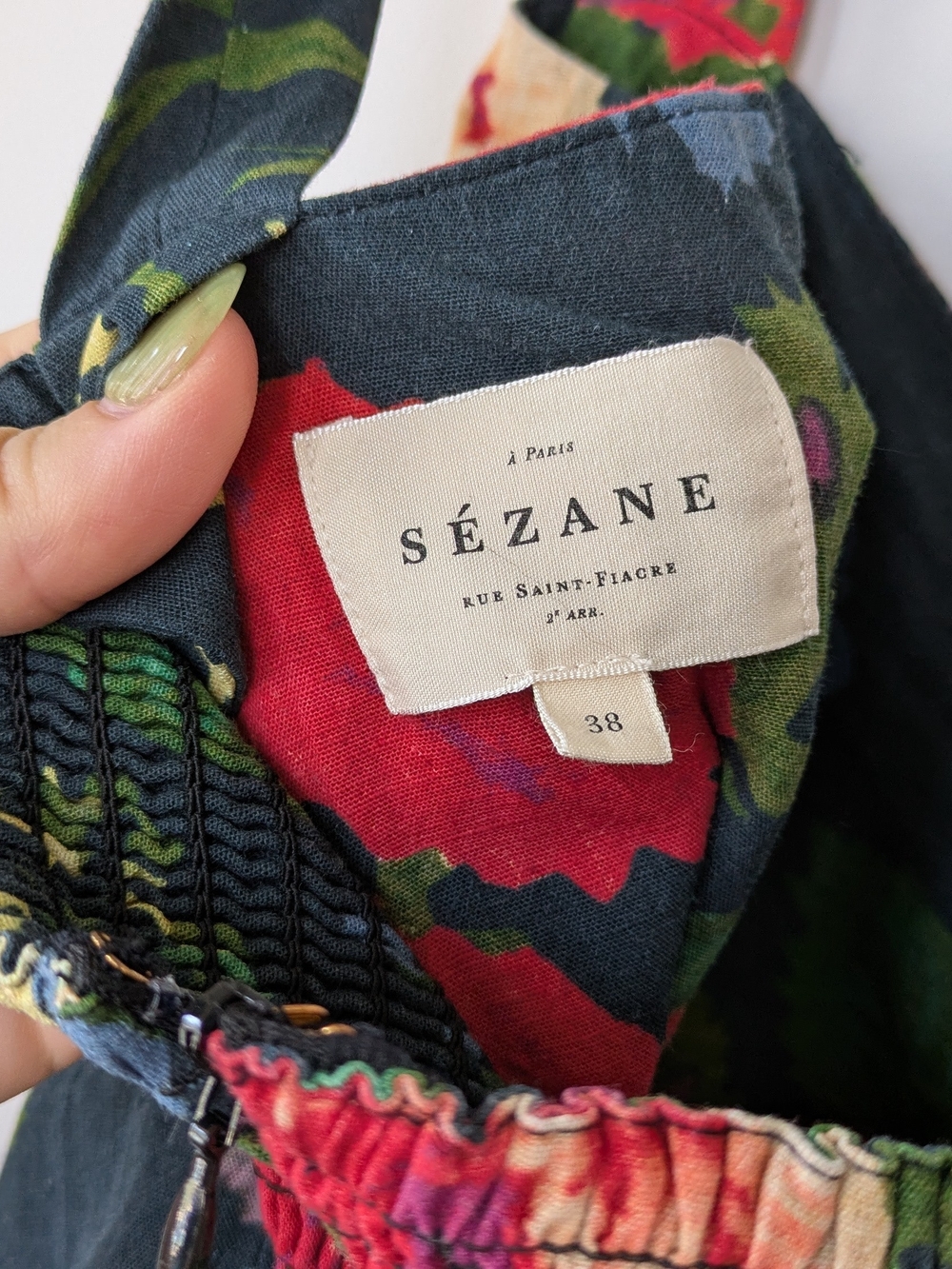 Sezane Salie Floral Babydoll Sundress - Black with Multicolor Flowers - Picture 5 of 6
